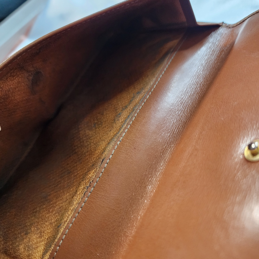 Gucci Vintage Brown Leather Horsebit Clasp Wallet W/ Dustbag & Gold Chain Strap - Picture 6 of 14